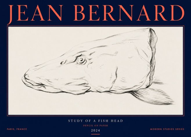 Jean Bernard Study of a Fish Head No3 - Plakát