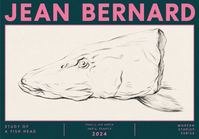 Jean Bernard Study of a Fish Head No6 - Plakát