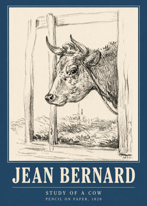 Jean Bernard Study of a Cow XVIII No3 - Plakát