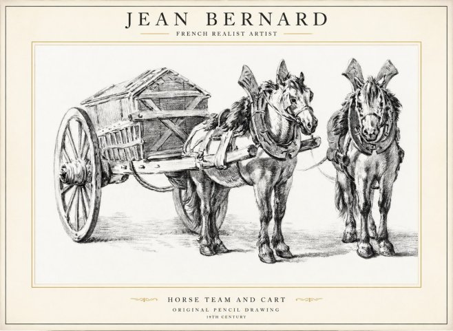 Jean Bernard Horse Team and Cart No1 - Plakát