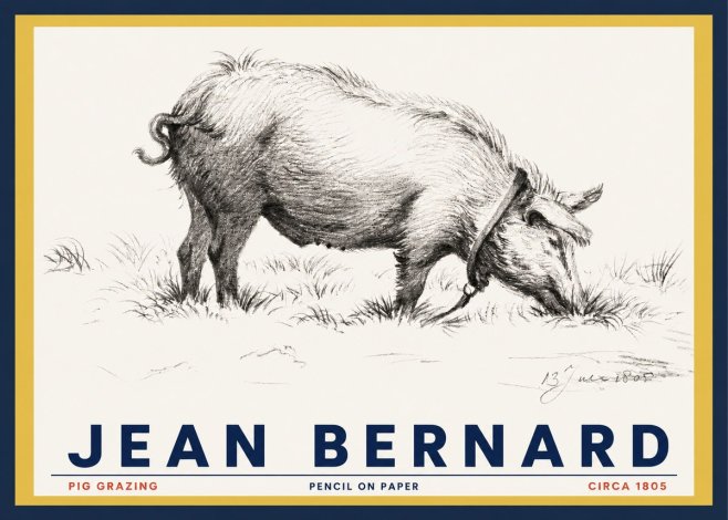 Jean Bernard Pig Grazing No3 - Plakát