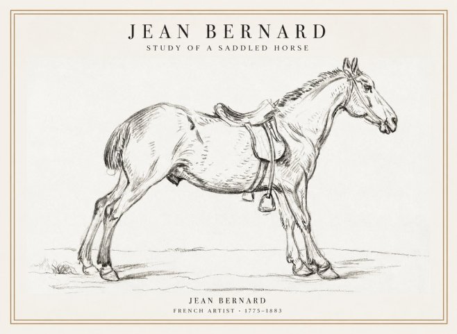Jean Bernard Study of a Saddled Horse No1 - Plakát