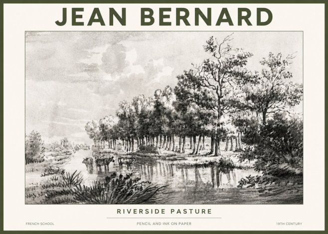 Jean Bernard Riverside Pasture No4 - Plakát