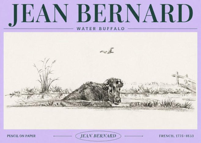 Jean Bernard Study of a Water Buffalo No4 - Plakát