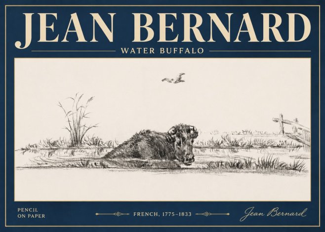 Jean Bernard Study of a Water Buffalo No5 - Plakát