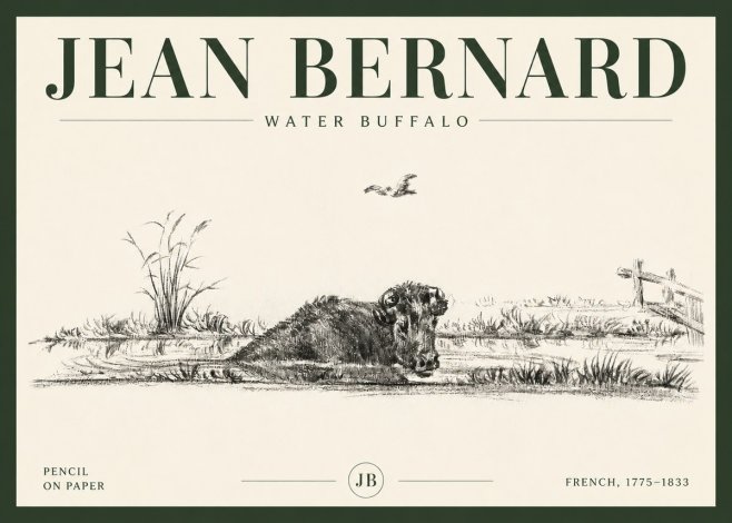 Jean Bernard Study of a Water Buffalo No6 - Plakát