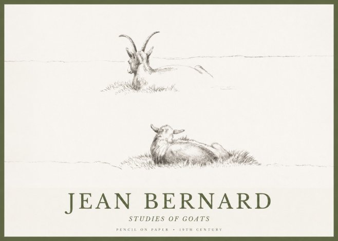 Jean Bernard Two Goats Resting No2 - Plakát