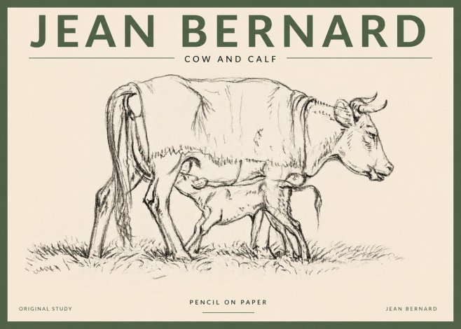 Jean Bernard Cow and Calf II No3 - Plakát