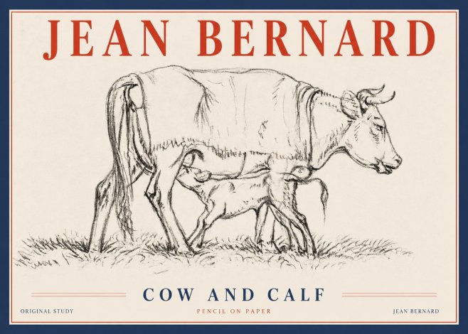 Jean Bernard Cow and Calf II No4 - Plakát