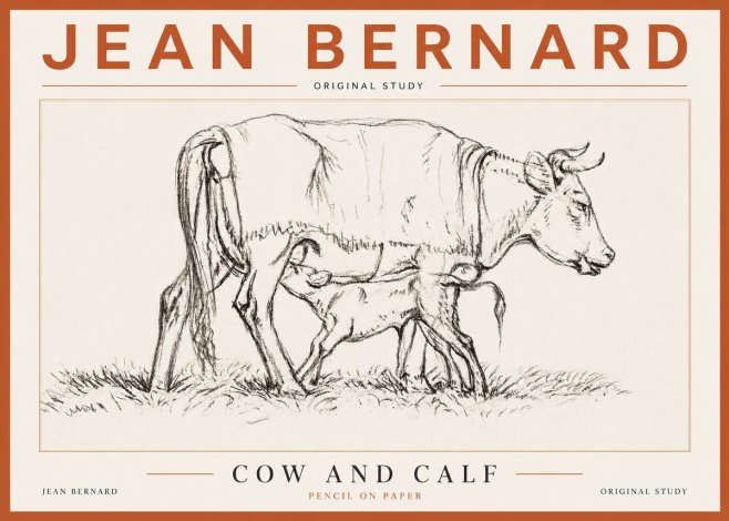 Jean Bernard Cow and Calf II No5 - Plakát