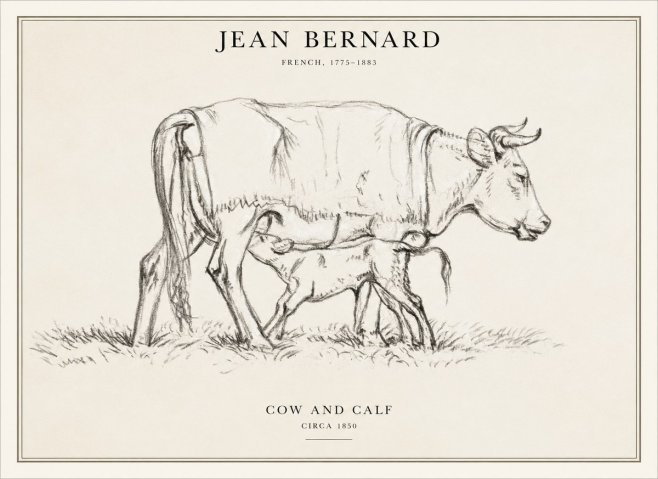Jean Bernard Cow and Calf II No6 - Plakát