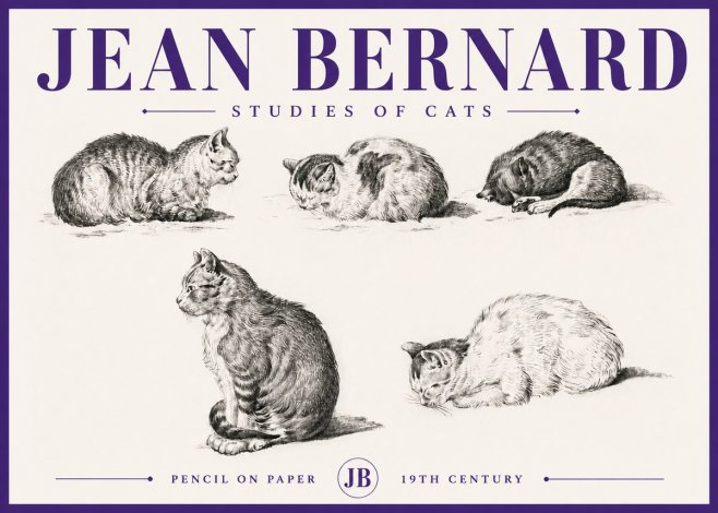 Jean Bernard Studies of Cats No5 - Plakát