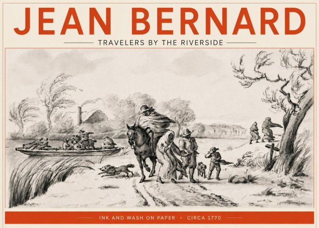 Jean Bernard Travelers by the Riverside No5 - Plakát