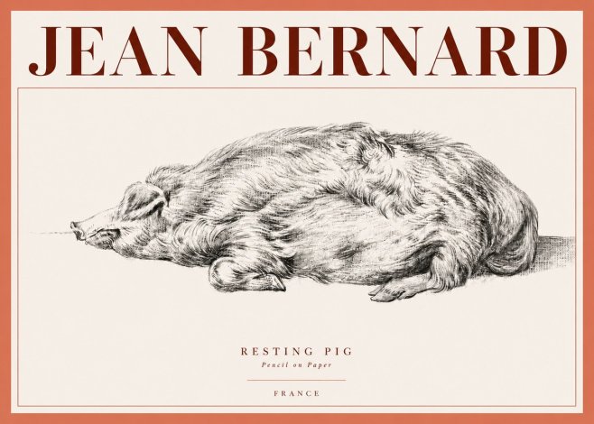 Jean Bernard Resting Pig II No4 - Plakát