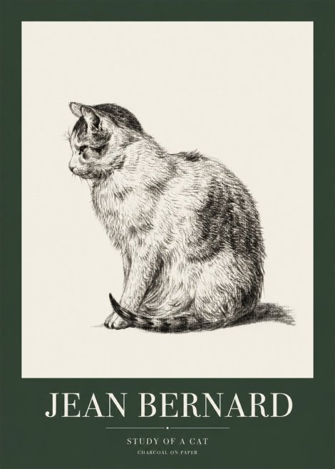 Jean Bernard Study of a Cat IV No1 - Plakát
