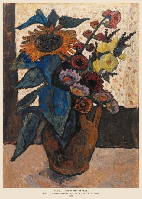 Paula Modersohn-Becker Still Life with Sunflower, Hollyhocks, and Dahlias No6 - Plakát