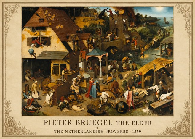 Pieter Bruegel The Netherlandish Proverbs I No1 - Plakát