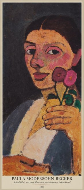 Paula Modersohn-Becker Selbstbildnis Mit Zwei Blumen in Der Erhobenen Linken Hand No6 - Plakát