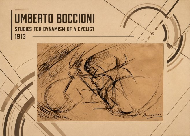 Umberto Boccioni Studies for Dynamism of a Cyclist No3 - Plakát