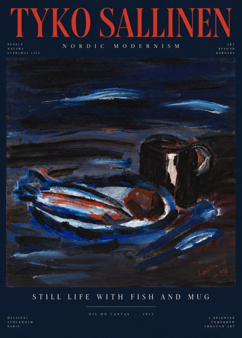 Tyko Sallinen Still Life with Fish and Mug No4 - Plakát