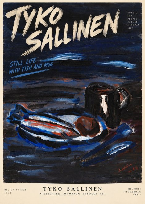 Tyko Sallinen Still Life with Fish and Mug No6 - Plakát