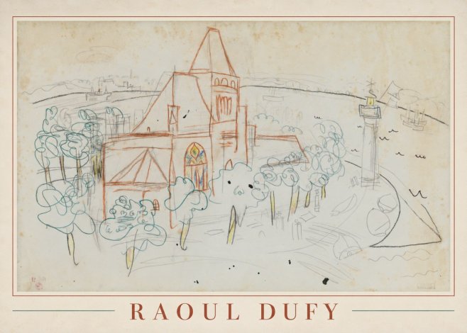 Raoul Dufy Coastal Church and Lighthouse No1 - Plakát