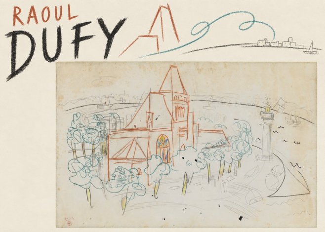 Raoul Dufy Coastal Church and Lighthouse No5 - Plakát
