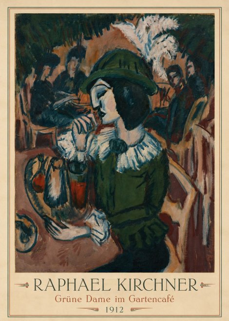 Raphael Kirchner Grüne Dame Im Gartencafé No3 - Plakát