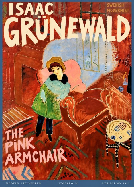 Isaac Grünewald Interior with Young Girl No3 - Plakát
