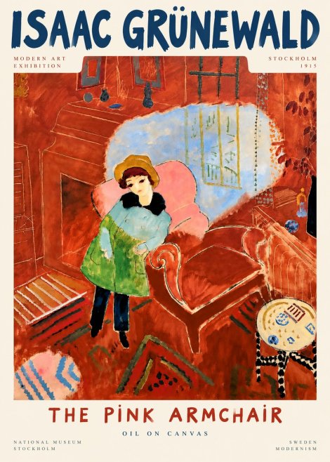 Isaac Grünewald Interior with Young Girl No5 - Plakát
