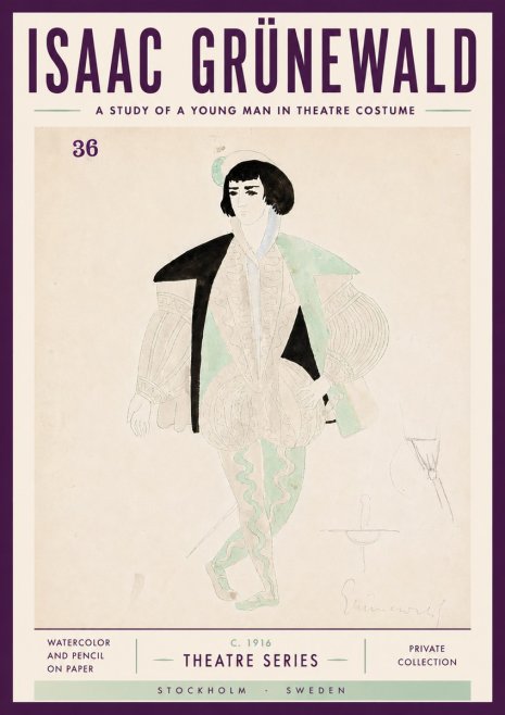Isaac Grünewald A Study of a Young Man in Theatre Costume No5 - Plakát