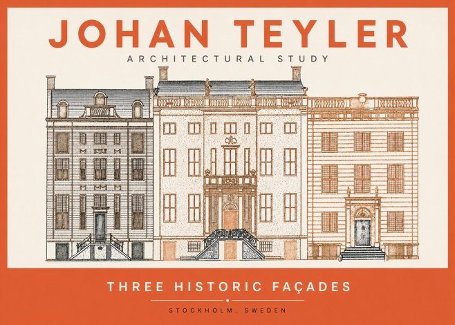 Johan Teyler Architectural Study - Three Historic Façades No2 - Plakát