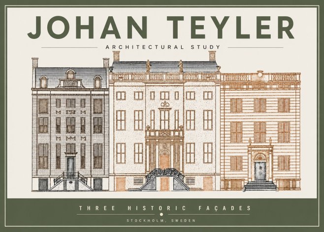 Johan Teyler Architectural Study - Three Historic Façades No3 - Plakát