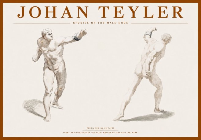 Johan Teyler Studies of the Male Nude No1 - Plakát