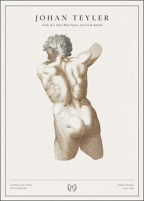 Johan Teyler Study of a Nude Male Figure, Seen from Behind No1 - Plakát