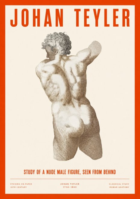 Johan Teyler Study of a Nude Male Figure, Seen from Behind No2 - Plakát