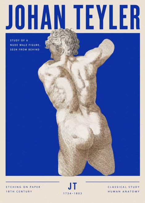 Johan Teyler Study of a Nude Male Figure, Seen from Behind No3 - Plakát