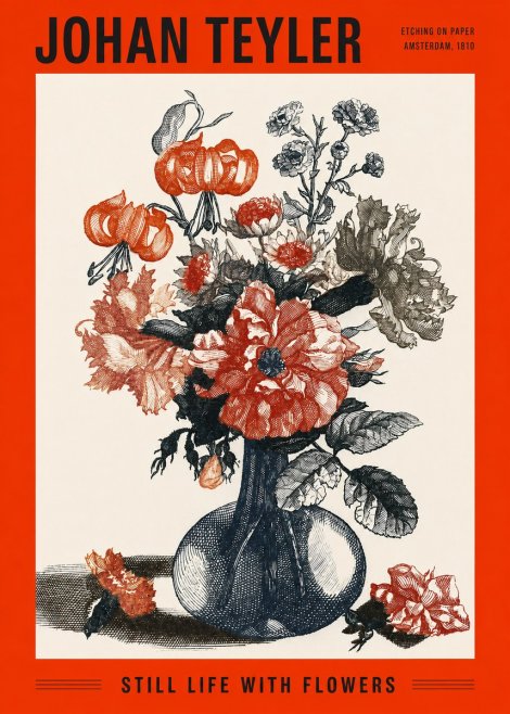 Johan Teyler Still Life with Flowers No2 - Plakát