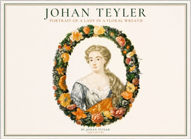 Johan Teyler Portrait of a Lady in a Floral Wreath No1 - Plakát
