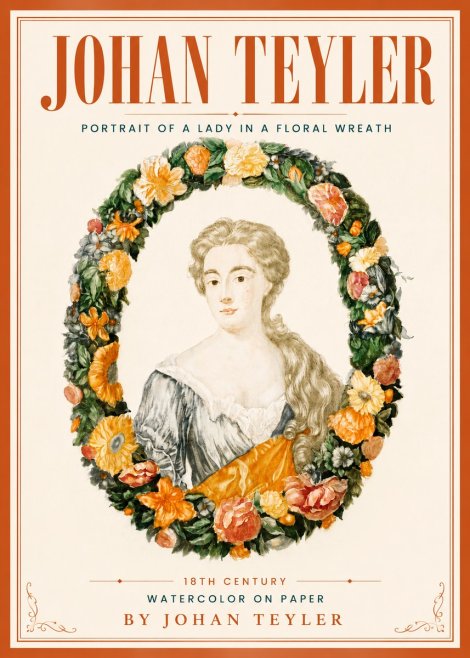 Johan Teyler Portrait of a Lady in a Floral Wreath No5 - Plakát