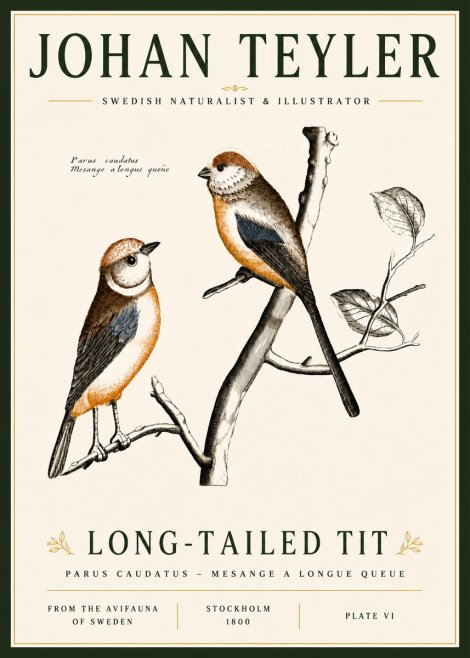 Johan Teyler Long-tailed Tit No6 - Plakát
