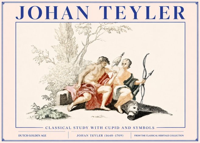 Johan Teyler Classical Study with Cupid and Symbols No3 - Plakát