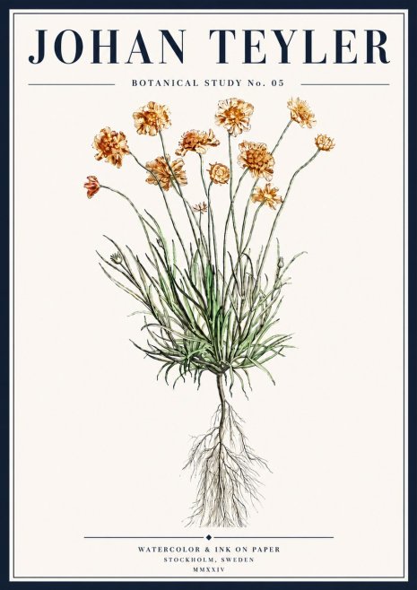Johan Teyler Botanical Study No. 01 No5 - Plakát