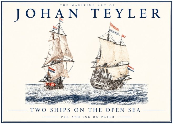 Johan Teyler Two Ships on the Open Sea No3 - Plakát