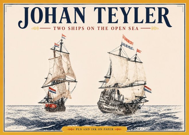 Johan Teyler Two Ships on the Open Sea No5 - Plakát