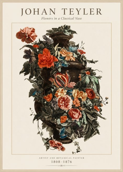 Johan Teyler Flowers in a Classical Vase No1 - Plakát