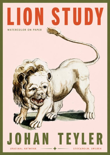 Johan Teyler Lion Study No3 - Plakát