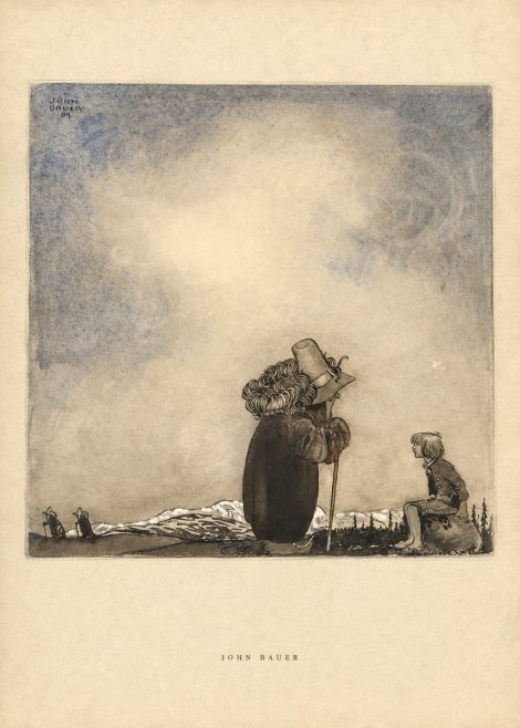 John Bauer Old Man Talking to a Boy No6 - Plakát