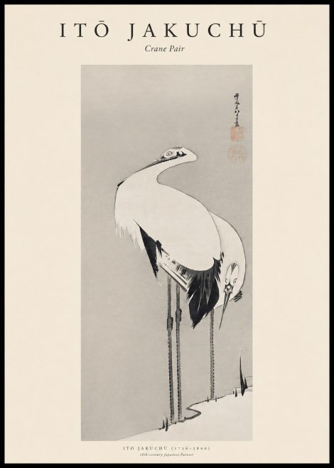 Itō Jakuchū Crane Pair No1 - Plakát
