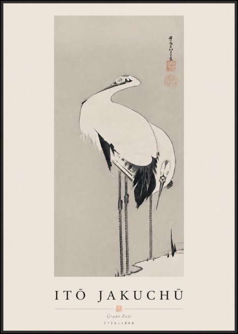 Itō Jakuchū Crane Pair No3 - Plakát